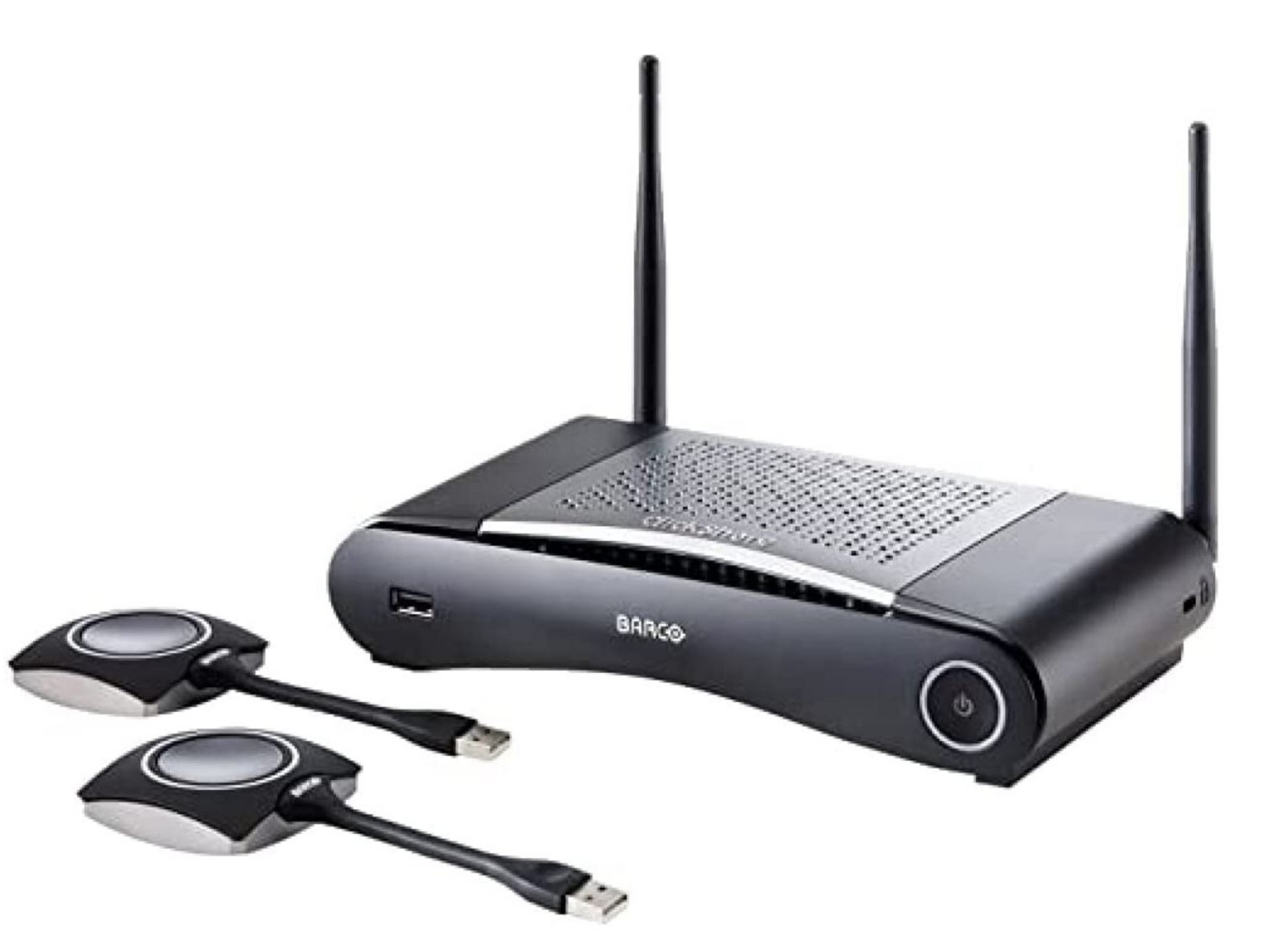 Tagungsräume mit moderner Technik in der Oberpfalz Barco drahtloser Präsentationssender mit zwei USB-Empfängern und zwei Antennen