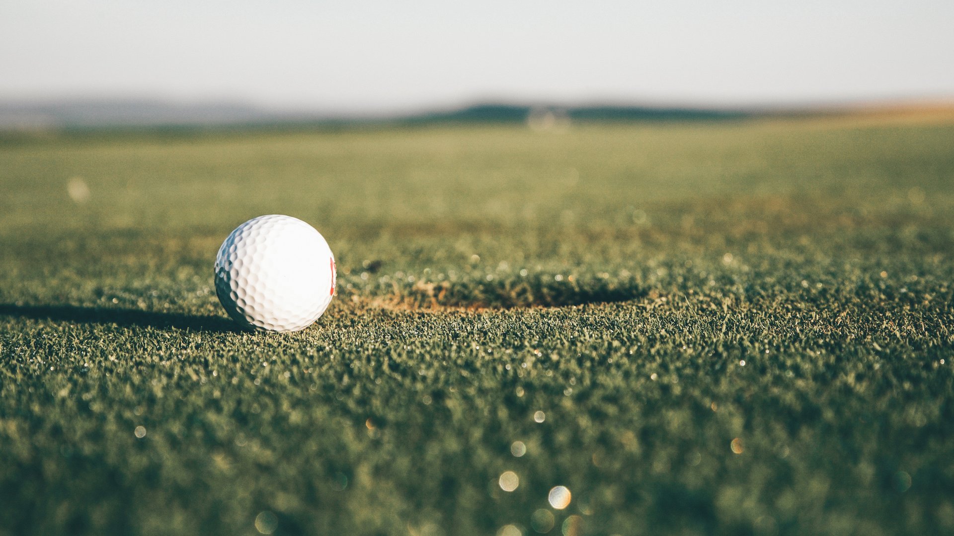 Golf holiday in Bavaria: top boss or beginner? Golf ball on grass near the hole on a golf course