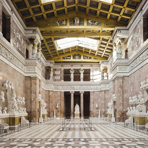 Culture & Attractions Around Regensburg Large hall with marble busts and ornate golden vaulted ceiling